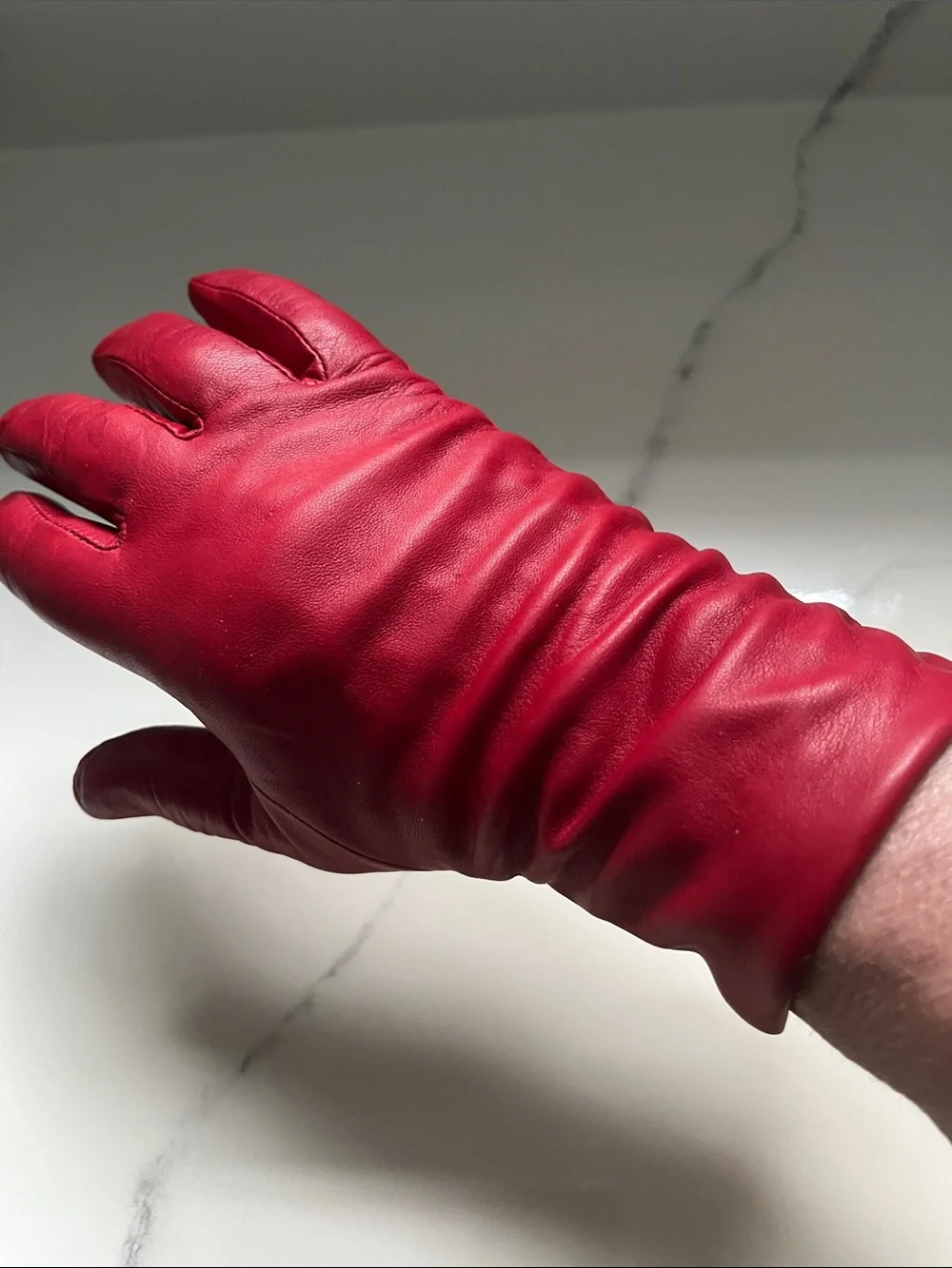 Lord & Taylor Red Leather Gloves